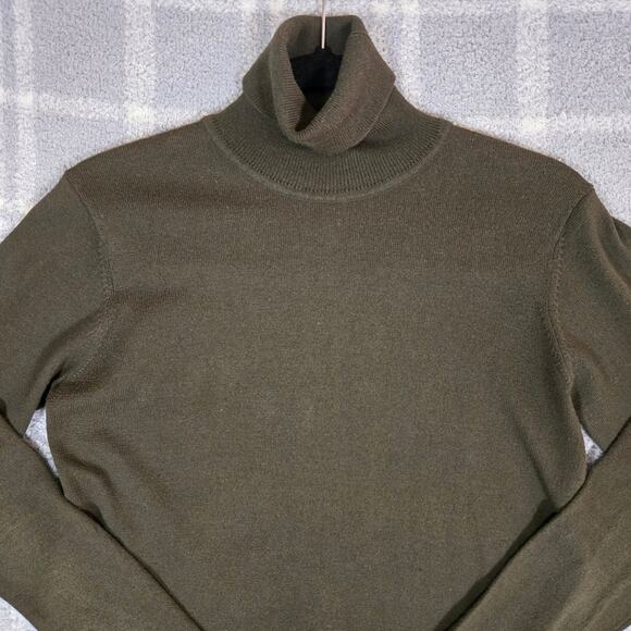 Lauren by Ralph Lauren Merino Silk Dark Green Turtleneck Sweater Womens Petite - Picture 2 of 6